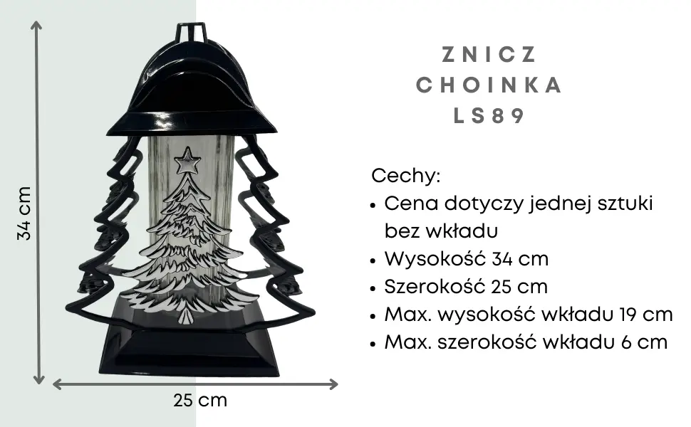 Znicz Choinka Czarno Srebrna LS89 znicz_artystyczny_choinka_srebrna_1