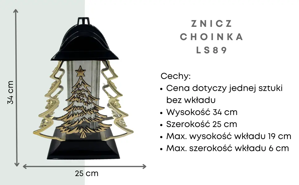 Znicz Choinka Czarno Złota Metalizowana LS89 znicz_artystyczny_choinka_metalizowany_zloty_1
