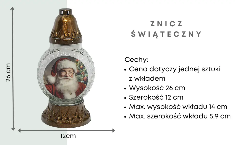 Znicz Świąteczny Mikołaj L1000 LS93 znicz_saklany_swiateczny_naklejka_Mikolaja_1