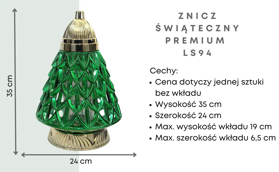 Znicz Choinka Metalizacja Duża LS94 znicz_choinka_permium_zielono_zlota_duza_1