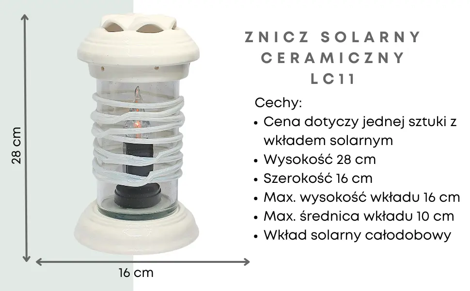 Znicz Ceramiczny Rura Decor Biały Połysk Szkło LC11 z wkładem solarnym znicz_ceramiczny_rura_srednia_biala_z_wkladem_solarnym_1