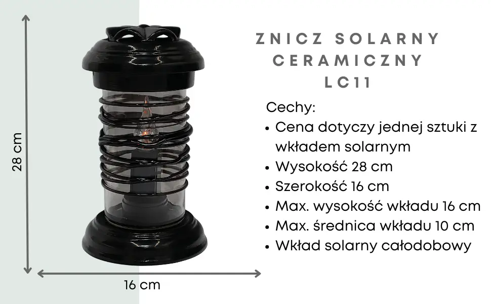 Znicz ceramiczny rura owijka czarny LC11 na pomnik z wkładem solarnym znicz_ceramiczny_rura_srednia_czarna_z_wkladem_solarnym_1