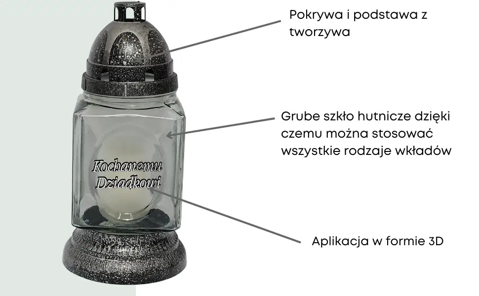 Znicz Kwadrat Prosty z Wkładem Srebrny Dziadkowi L34 znicz_szklany_z_dedykacja_dla_dziadka_2