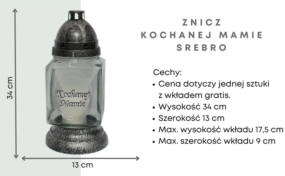 Znicz Kwadrat Prosty z Wkładem Srebrny Kochanej Mamie L34 znicz_szklany_z_dedykacja_dla_Mamy_1