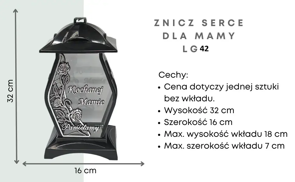 Znicz Zabudowa Diament srebro  Kochanej Mamie LG42 znicz_ozdobny_z_dedykacja_dla_Mamy_srebrny_1