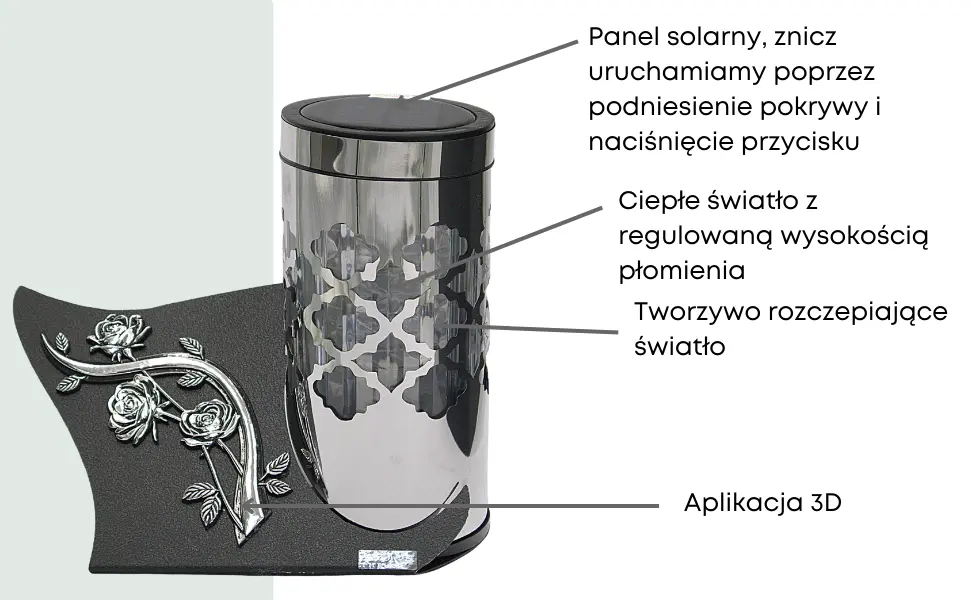 Znicz Solarny Paris C M LM36 znicz_solarny_srebrny_z_aplikacja__2