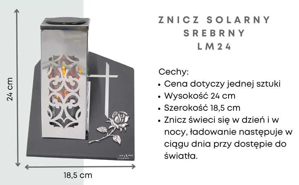 Znicz Solarny Fotowoltaiczny Paris D Czarno Srebrny Krzy I R A Lm