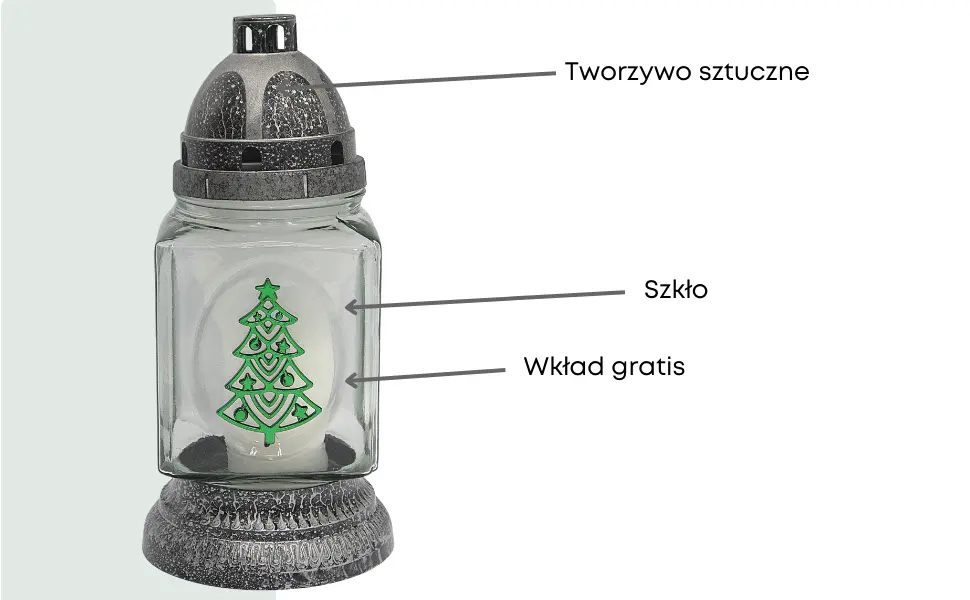 Znicz Kwadrat Prosty z Wkładem Srebrny L34 znicz_szklany_z_aplikacja_swiateczna_ozdobna_srebrny_2