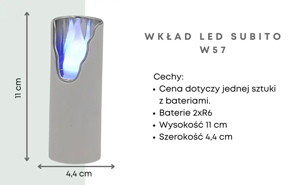 Wkład Led Subito Cena wkładu z bateriami wysokość 11 cm