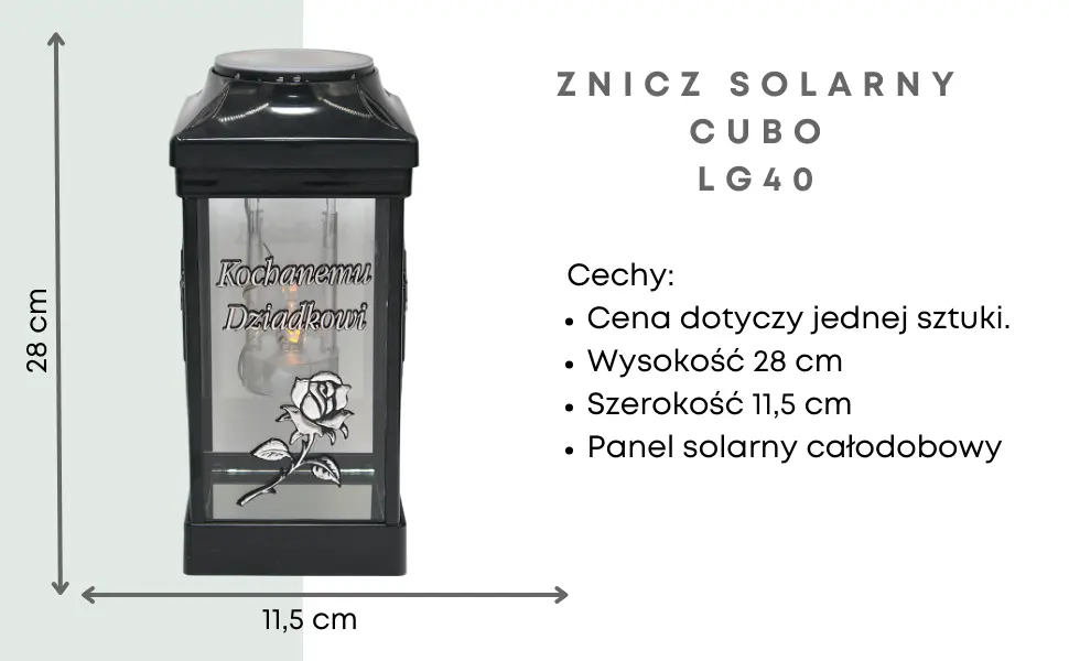 Znicz Cubo Srebrny LG40 z dedykacją Kochanemu Dziadkowi znicz_cubo_z_dedykacja_kochanemu_dziadkowi_srebny_solarny_1