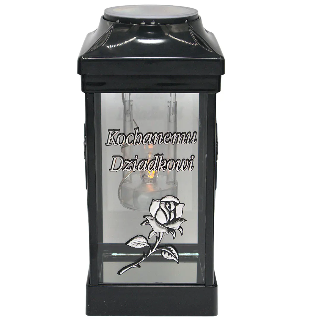 Znicz Cubo Srebrny LG40 z dedykacją Kochanemu Dziadkowi znicz_cubo_z_dedykacja_kochanemu_dziadkowi_srebny_solarny_5