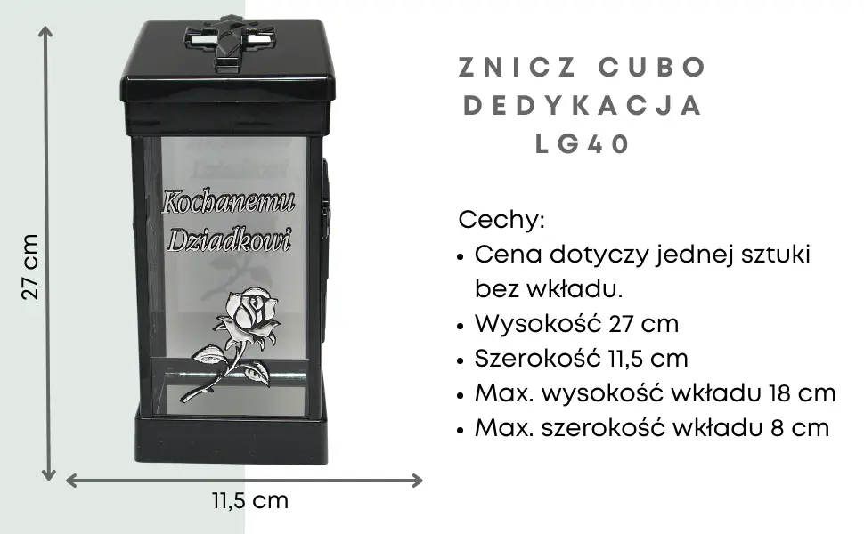 Znicz Cubo Srebrny LG40 matka znicz_cubo_z_dedykacja_kochanemu_dziadkowi_srebny_1