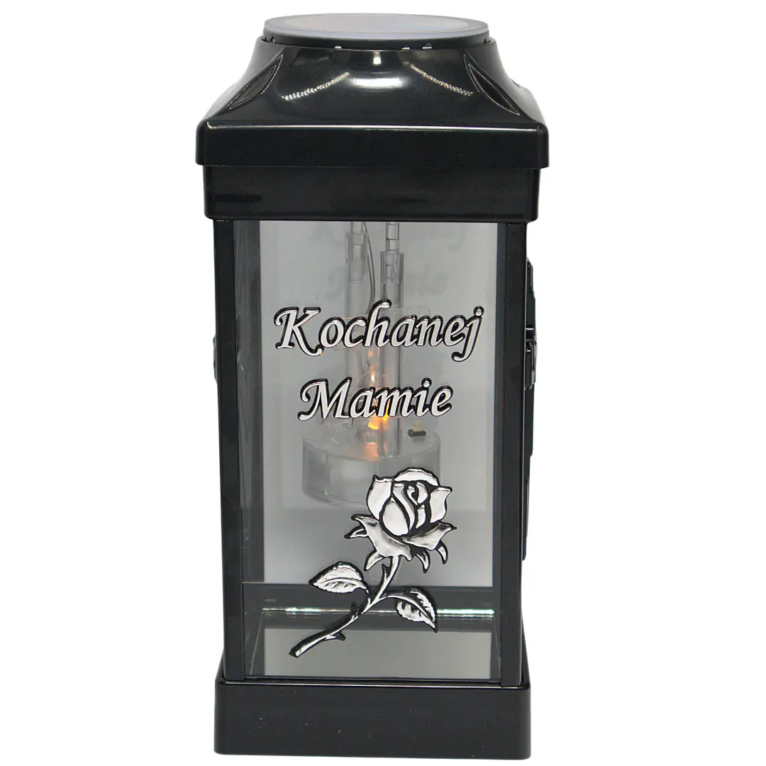 Znicz Cubo Srebrny LG40 solarny Kochanej Babci znicz_cubo_z_dedykacja_kochanej_mamie_srebny_solarny_5