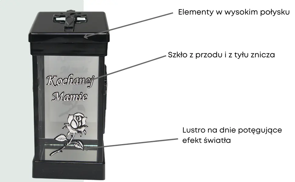 Znicz Cubo Srebrny LG40 Kochanej Mamie serbrny znicz_cubo_z_dedykacja_kochanej_mamie_srebny_2