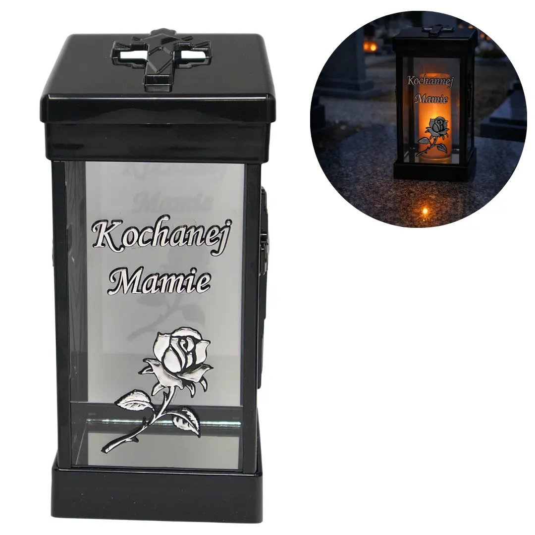 Znicz Cubo Srebrny LG40 Kochanej Mamie serbrny znicz_cubo_z_dedykacja_kochanej_mamie_srebny_3