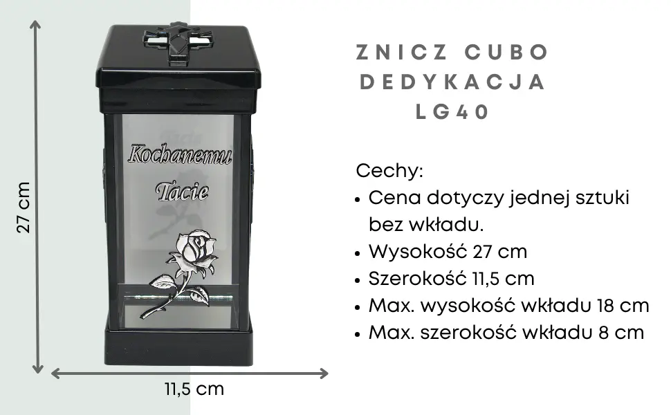 Znicz Cubo Srebrny LG40 Kochanemu Tacie srebrny znicz_cubo_z_dedykacja_kochanemu_tacie_srebny_solarny_1