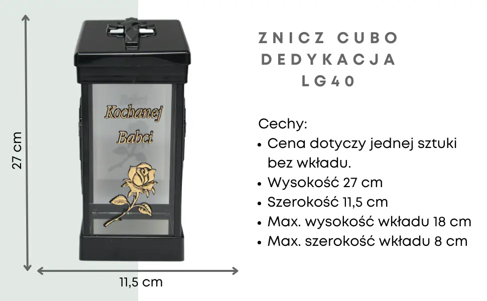 Znicz Cubo Zloty LG40 Kochanej Babci znicz_cubo_z_dedykacja_kochanej_babci_zloty_1