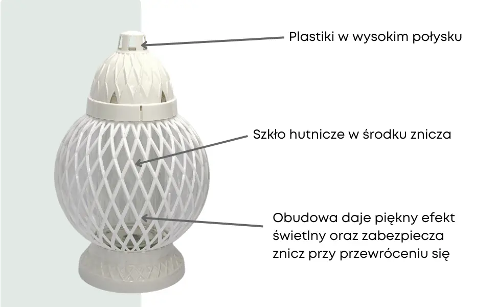 Znicz Glass Hit Kula Karo Duza Biała LG47 Znicz_kula_karo_biala_duza_2