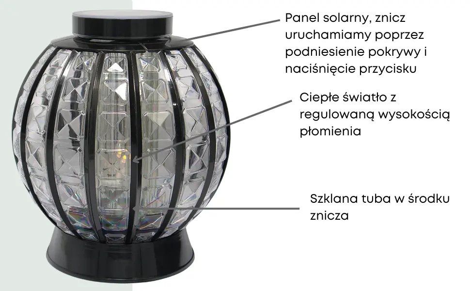 Duży Znicz Kula na pomnik solarny Czarne zdobienia szkło LG57 znicz_kula_duza_czaena_solarna_2