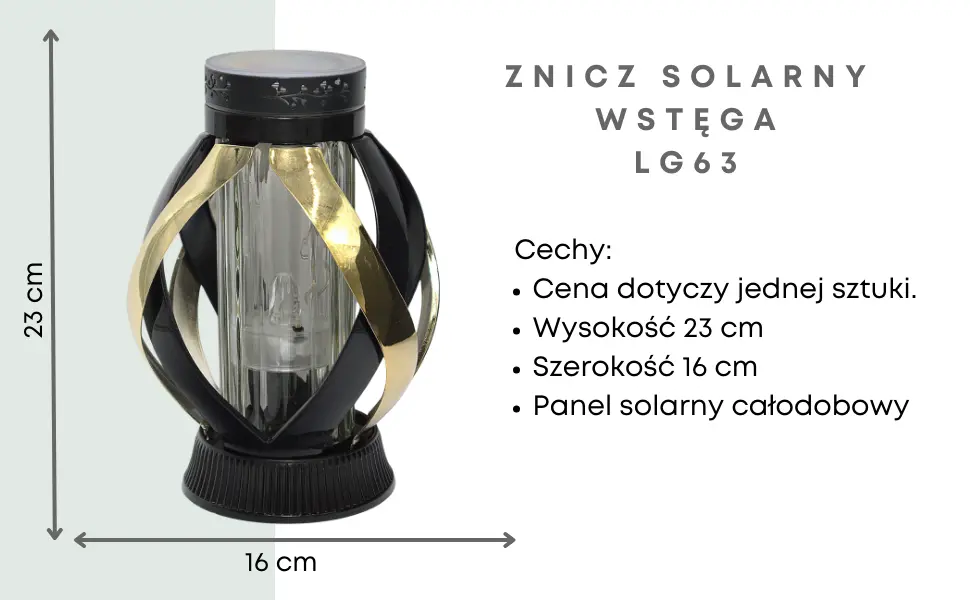 Znicz Artystyczny wstęga LG63 czarno złota metalizowana wyjątkowa szkło  znicz_wstega_solaeny_czarno_zloty_1