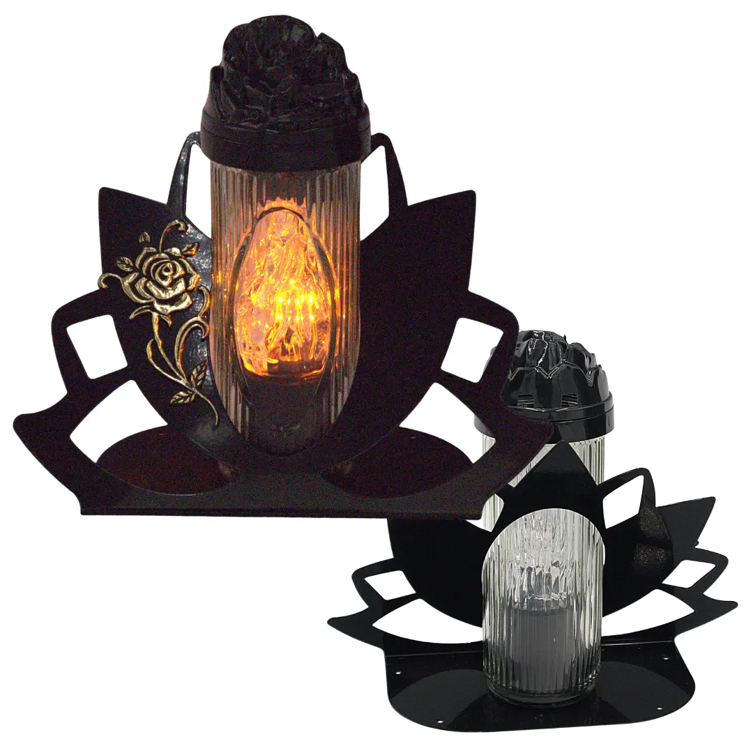 Znicz Metal + Wkład LG66 Zł Znicz_szklany_metalowa_podctawa_aplikacja_kwiat_4