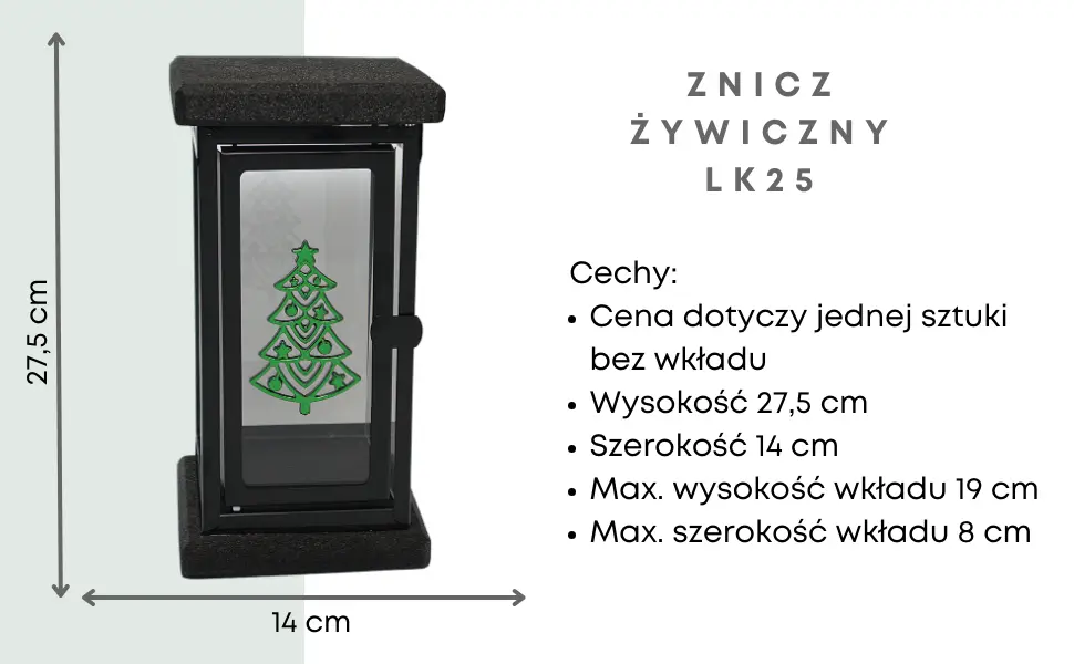 Znicz kamienny LK25 Choinka Znicz_szklano_zywiczny_czarny_z_aplikacja_choinki_1