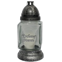 Znicz dla Mamy srebrny tradycyjny z wkładem na pomnik szklany L34