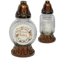 Znicz dla Babci szklany złoty na pomnik z wkładem ZF18 Dzień Babci