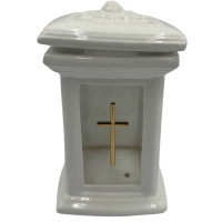 Znicz Ceramiczny Kolumna Biała Anioł Krzyż Złoty Kapliczka ZC25