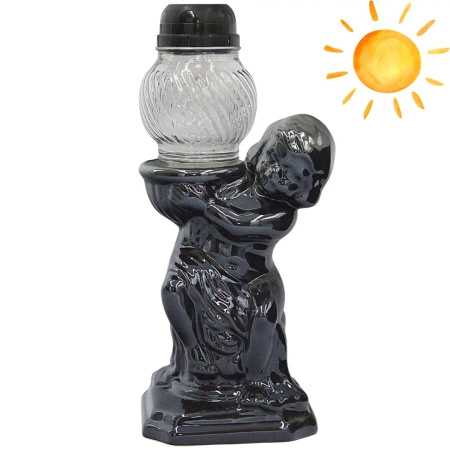 Znicz anioł ceramiczny solarny lc17 czarny led automatyczny na cmentarz