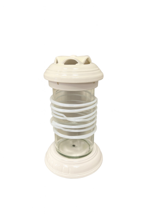Znicz Ceramiczny Rura Decor Biały Połysk Szkło Ozdobne Pasy LC11