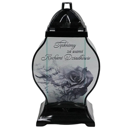 Znicz szklany dla dziadków wyjątkowy czarny LL87 Dzień Babci Dziadka