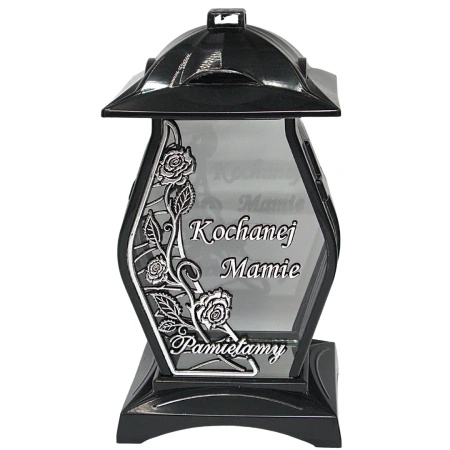 Znicz diament dla mamy czarno srebrny róża LG42 wyjątkowy na pomnik