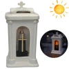 Znicz ceramiczny LC30 biały szkliwiony krzyż kapliczka z wkładem solarnym