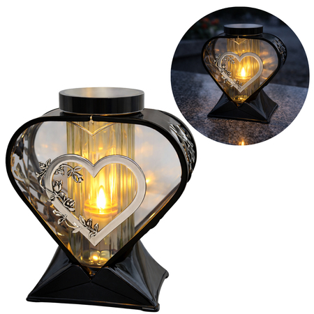 Znicz Solarny  Czarno Srebrny Serce LL91