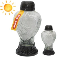 znicz solarny L83 serce LED zimne światło szkło czarny elegancki
