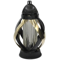 Znicz Artystyczny wstęga LG63 czarno złota metalizowana wyjątkowa szkło