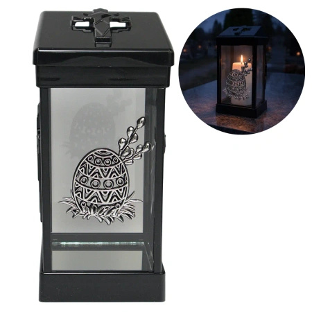 Znicz Cubo Srebrny LG40 z aplikacją Wielkanocną złotą