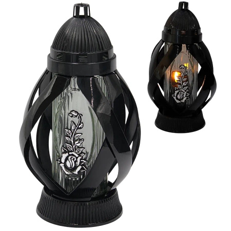 Znicz Nowoczesny na wkład szklany Ażur Wstęga Czarny LG60