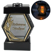 Znicz LG43 diament złoty rattan szkło z dedykacją kochanemu dziadkowi