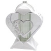 Nowoczesny Znicz Serce na pomnik duży szklany Biało Srebrny LL87