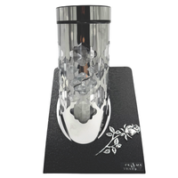 Znicz solarny Paris B LM23 LED czarno-srebrny róża płomień metalowy