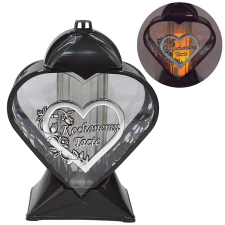 Znicz dla taty serce artystyczne na grób duży czarno srebrny LL87 wyjątkowy