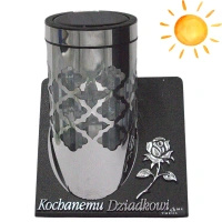 Znicz solarny dla dziadka srebrny metalowy LM20 dzień noc całodobowy