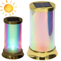 Znicz solarny WP63 lampion LED efekt kryształków opalizujący złoty