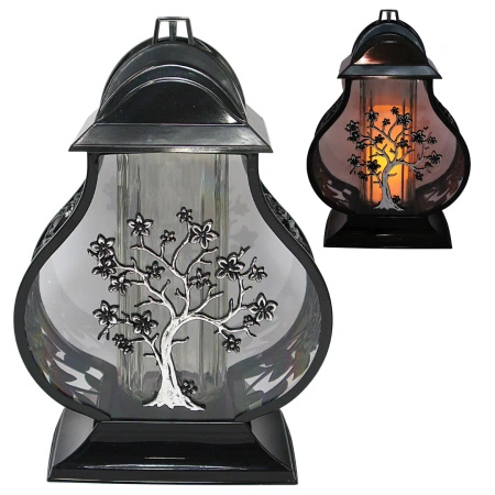 Znicz na pomnik LG68 lampion drzewo czarno srebrny elegancki gruszka