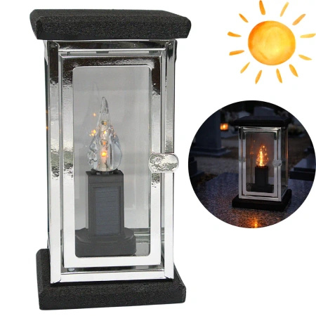 Znicz żywiczny LK25 metalowa kapliczka srebrna na pomnik kamienny