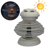 Znicz Ceramiczny UFO Biały z wkładem solarnym LC12