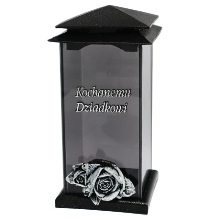 Znicz żywiczny ciężki szklany dla dziadka LK17 kochanemu dziadkowi srebro