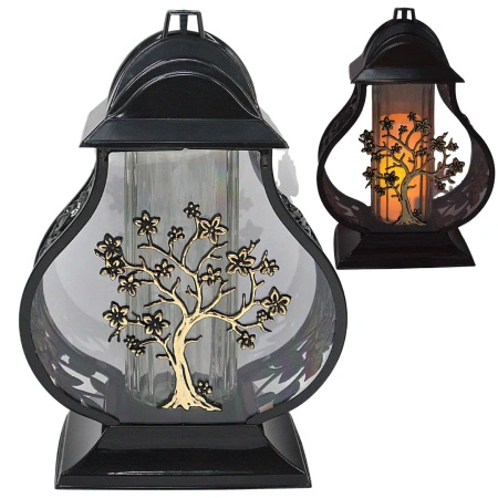 Znicz na pomnik LG68 lampion drzewo czarno złoty wyjątkowy gruszka